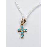 14ct gold turquoise cross pendant