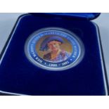 Silver Cook Island 2002 one dollar coin ,celebrating the life of the Queen Mother, Coloured portrait