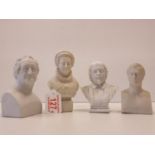 Four Parian Ware Busts of authors including Goethe, a Copeland Robert Burns, William Shakespeare and