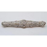 Art Deco Platinum & 15ct Gold Diamond Bar Brooch.