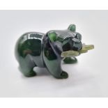 Jade figure of bear with fish, weight 33.4g 5cm long