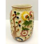 English hand painted vase. Signed J. Wood Staffs. India tree artwork. Excellent condition