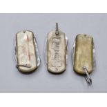 3x Mother of Pearl handled promotional pen knifes, All are twin bladed, Good Condition, 4.5cm