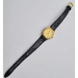 Ladies Hormes wristwatch having octagonal set face and genuine leather strap.