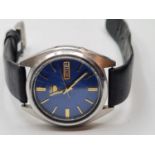 Vintage Seiko Gents Wristwatch. Rare blue face 7009 model. Manual winding or automatic. Works