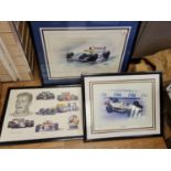 3x Framed limited Nigel Mansell racing prints (3)