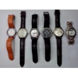 A Selection of 6 New Quartz Watches, 5 with Leather Straps.