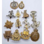 14 British Army cap badges inc 1 Victorian badge.