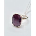 Oval shape ruby gemstone 925 silver ring with 12ct stone