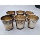 Six French H/M Silver Shot Glasses Marked H(AXE) & (AXE)H. H:4cm Rim Dia 36mm Non-Equilateral
