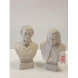 Two Parian Ware Busts of Gentlemen. Tallest 14 cm