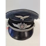 Luftwaffe Officers Visor Cap (REPRO) Classic blue/grey trikot wool visor cap, with all silver