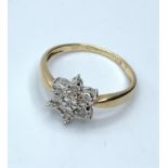 9ct gold ring with diamond encrusted star of David, 0.50ct diamond in total, weight 1.9g and size L
