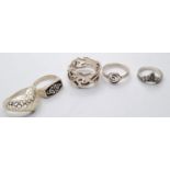 5 assorted silver rings weight 22g (5)