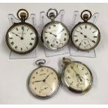 Group of vintage pocket watches and 1 other pedometer (?)