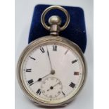 Antique Silver Open Faced Pocketwatch. Top Winding, Clear Hallmark for Aaron Dennison Birmingham