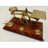 English postal letter scales with set of 2, 1 & half ounce weights