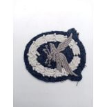 Original Luftwaffe Wireless (Radio) Operators & Air Gunners Badge in Cloth