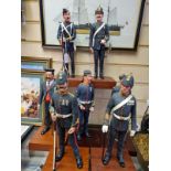 Seven Royal Marine Artillery Infantrymen on Mahogany Plynths, Approx Heights 36cm