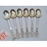 Six Sheffield H/M Silver Teaspoons with Pierced Initials F.G.C, Weight 70 grams.