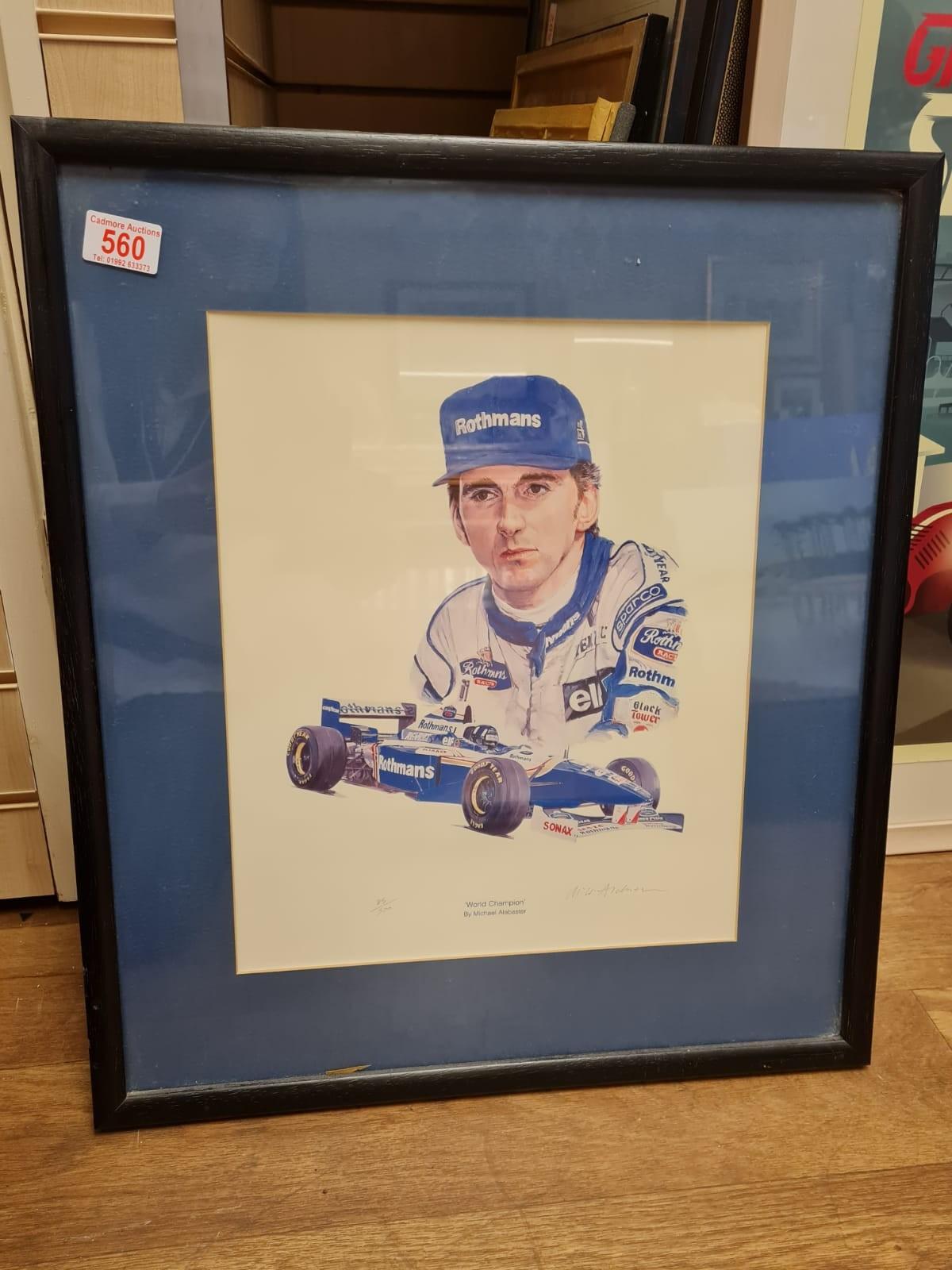 Framed limited edition 85/500 Damon Hill World Champion racing print (57x50cm)