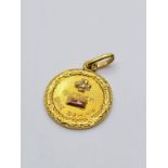 Qu'Hier, Demain Vintage Gold Medal Pendant Circa 1950 1.57g