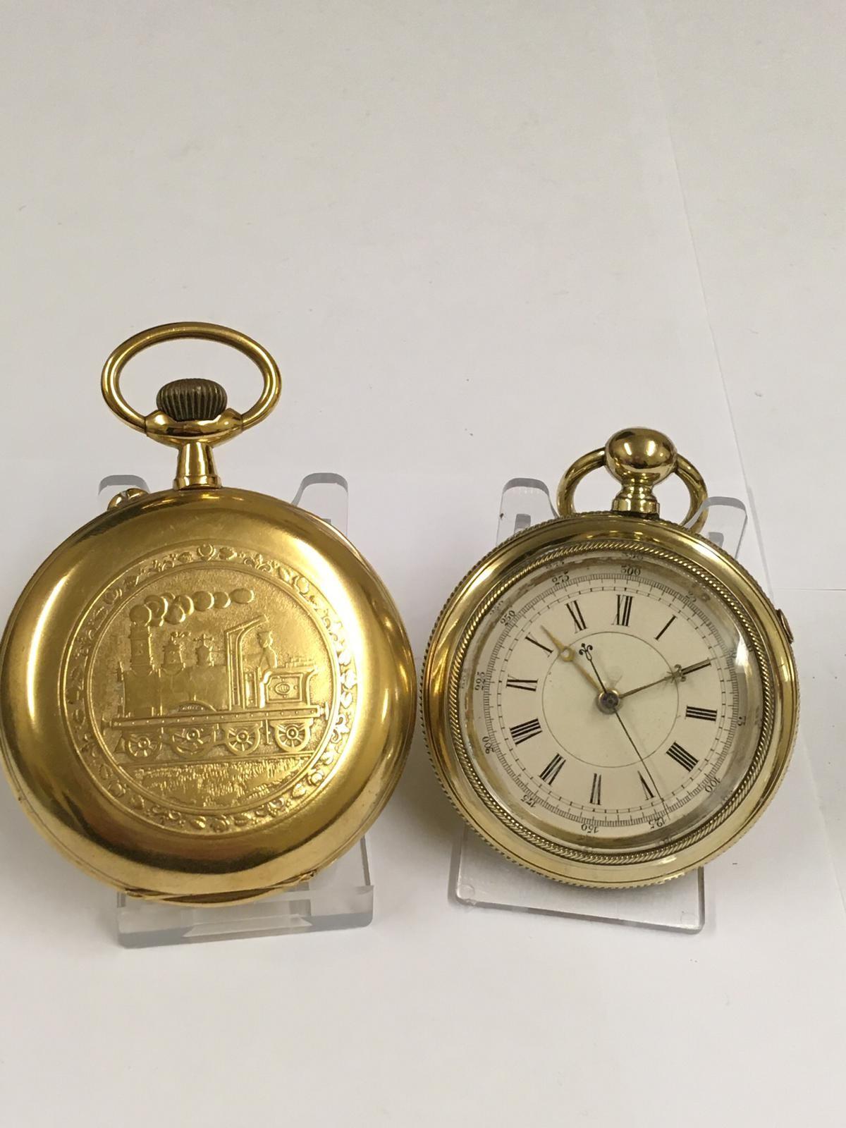 Antique Goliath pocket watch and very large antique Chronograph pocket watch (2)