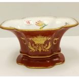 Dresden Porcelain Basket Vase with Hand Painted Floral Sprays and Gilded Decoration. In excellent