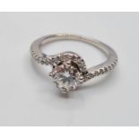 18CT W/G DIA TWIST SOLITAIRE RING GIA CERTIFICATE 0.70CT G SI2 3.1G SIZE K