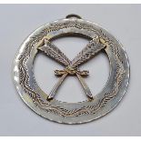 Large White Metal Masonic Pendant. 7cm Diameter.