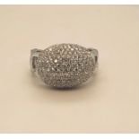 18k white gold Bombay ring with 208 diamonds; total over 2cts of diamonds; 7.2g; size N1/2 (ECN 759)