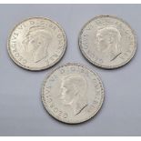 3x Uncirculated Scottish 1945 Shillings.