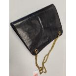 Vintage Cartier snakeskin handbag with 9ct gold clip and eyelets, replacement chain handle