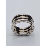 18CT WHITE GOLD BVLGARI SPRING ZERO RING, WEIGHT 8.9G. Size L/M