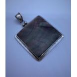 Vintage Silver Pendant Having Rainbow Mother of Pearl feature. 3.5cm x 3.5cm approx.