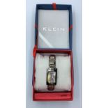 Ladies Stainless Steel Watch and Strap by Klein. Rectangular faced with Roman Numeral Dial. In