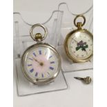 Antique silver ladies pocket watch & 1 other , silver is working needs hand refitting (2)