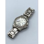 Ladies DMQ chronograph wristwatch having a sparkling Zirconia Bezel. Full working order stainless