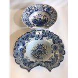 A French & a Dutch blue and white shaving bowls (2)