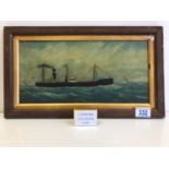 Naive Folk Art Marine Painting of the Steamship 'Hermina', Frame 41.5cm x 24cm.