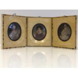 Three Portrait Miniatures, 115mm x 100mm.