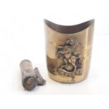 WW1 British Trench Art ?Tommy? Lighter and pot with Kent Yeomanry Cap Badge