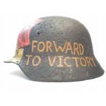 WW2 Eastern Front Relic German M40 Helmet with post War memorial painting