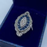 Blue Kite Gemstone Art Deco Style Dress Ring, Size K, 7.14g.