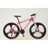 Mountain bike in red and black 27 speed gears with 26" and 3 pin mag wheels (as new, never used)