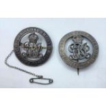 2x WW1 Silver Wound Badges