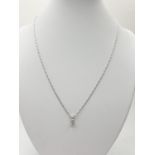 9CT W/G CHAIN WITH 18CT W/G DIAMOND SOLITAIRE PENDANT 0.10CT, WEIGHT 3.4G AND 46CM APPROX