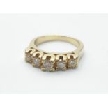 18ct yellow gold diamond 5 stone ring, weight 5.8g and 0.30ct diamonds size L