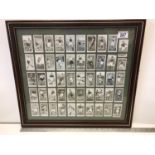 50 Framed Cigarette Cards of 1950's Football Players with Info on Reverse Side, 36x52cms