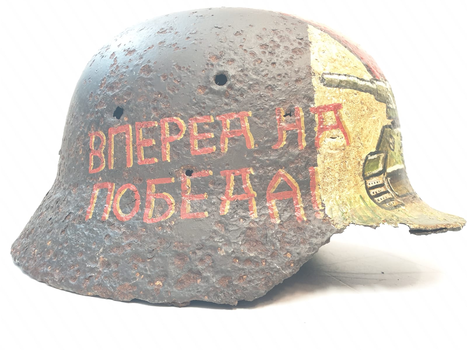 WW2 Eastern Front Relic German M40 Helmet with post War memorial painting - Image 6 of 13